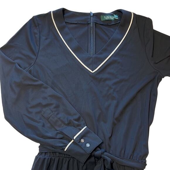 Ralph Lauren Navy Blue “Camden” Jumpsuit, V-Neck, White Trim, Size Medium, NWT - Picture 2 of 6